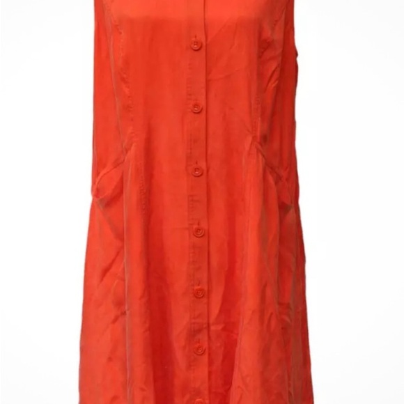 Soft Sorroundings orange shimmery cascade sleeveless button up Dress - Picture 2 of 8